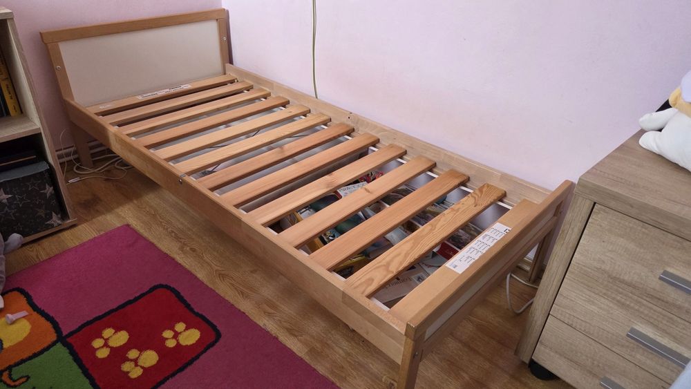 Pat copil Ikea sniglar lemn fag 70x160 cu saltea inclusa