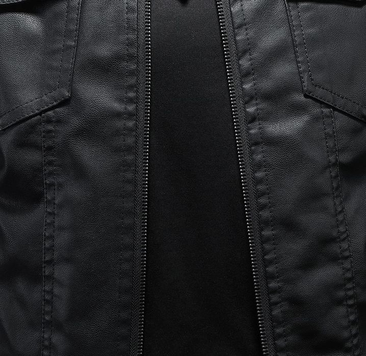 Мужская куртка кожаная мужской кожанный с начесом осенний весенний