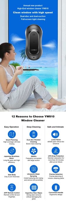 Robot aspirator pentru geamuri Liectroux YW810