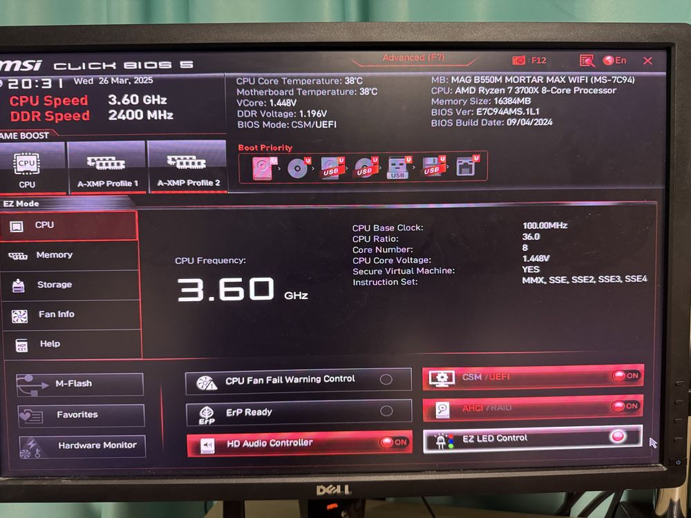 MSI B550 Mortar WiFi Max