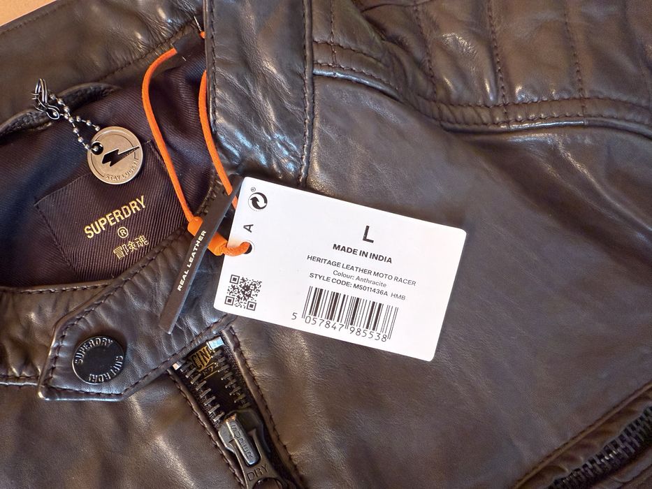 Superdry Leather Jacket ОРИГИНАЛНО мъжко кожено яке - M