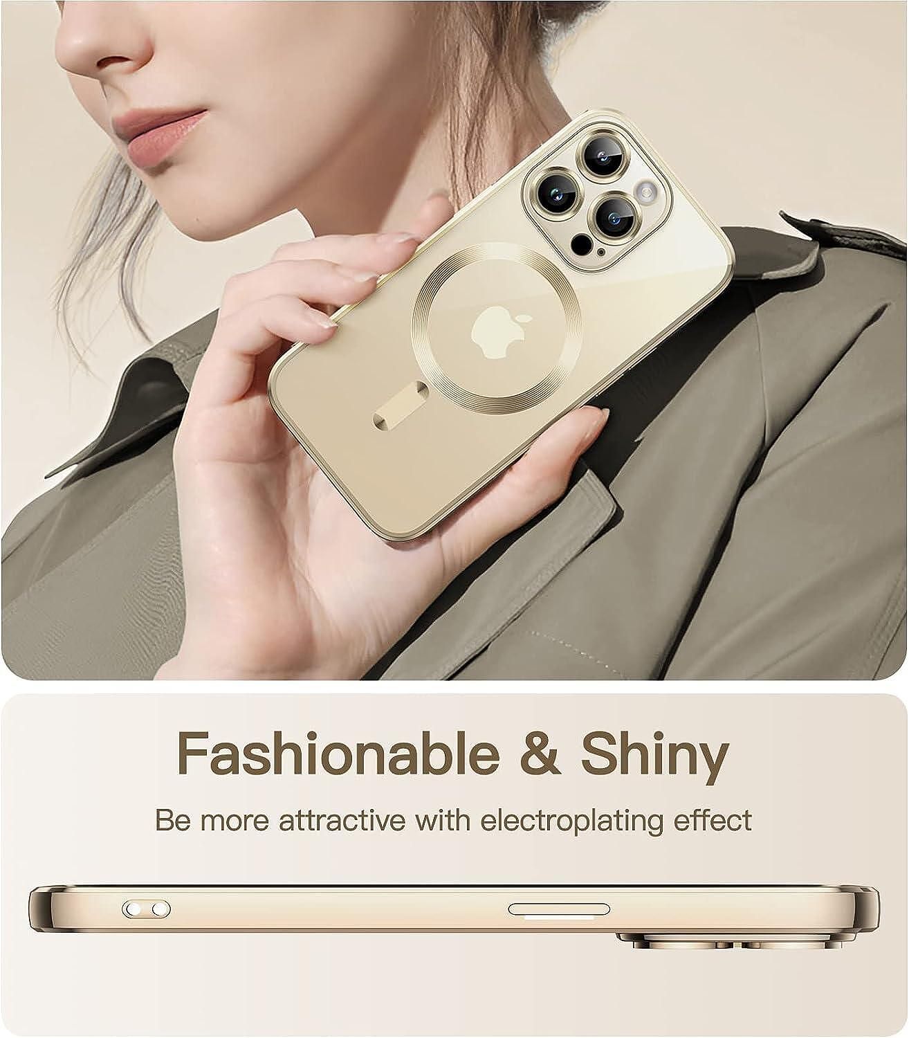 Кейс tech protect magshine magsafe за iphone 15 pro gold