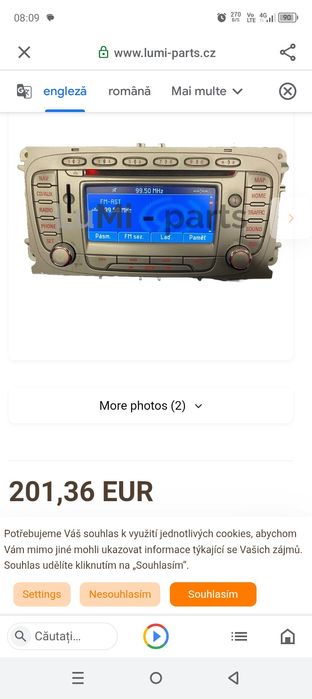 Casetofon display original cu tot cu rama adaptoare Ford focus 2 2008