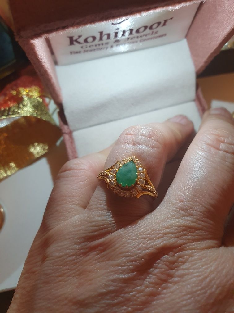 Inel Malabar cu Smarald Natural și aur 22 ct