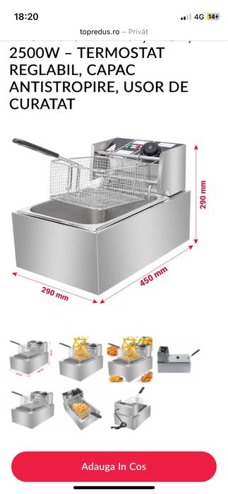 Friteuză electrică profesională 6L, 2500W – nouă, nefolosită!