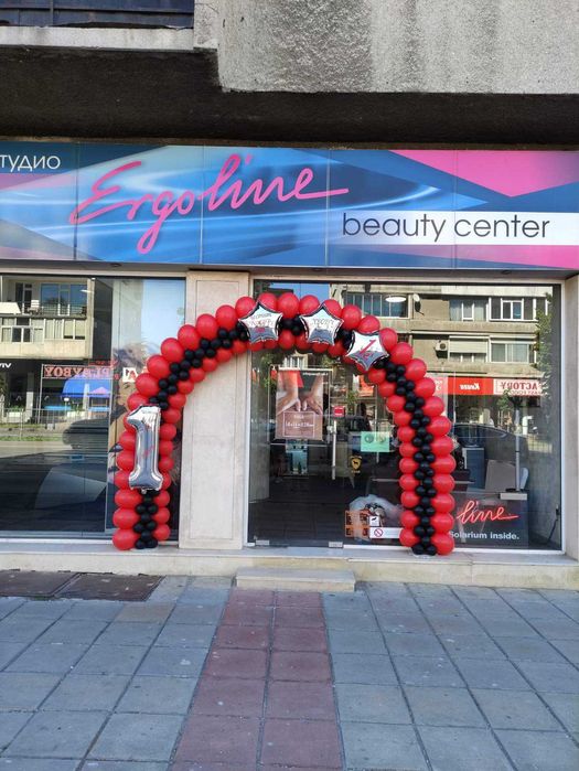 Арка от балони, Арка за откриване на магазин, Колони от Балони