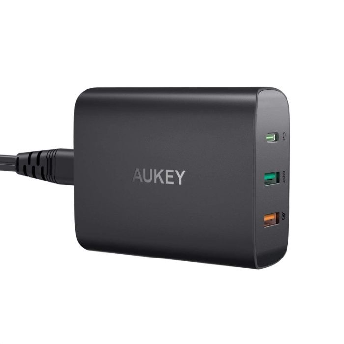 AUKEY USB-C зарядно, 74.5W- с 46W PD 3.0 (PPS) и 18W QC 3.0, 3 порта,