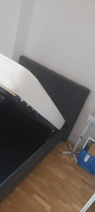 Pat tapitat cu ladă + saltea 120x200 (stare excelentă)