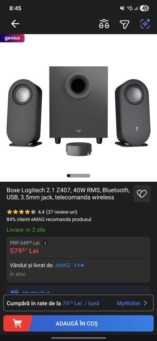 vand sistem audio Logitech Z407