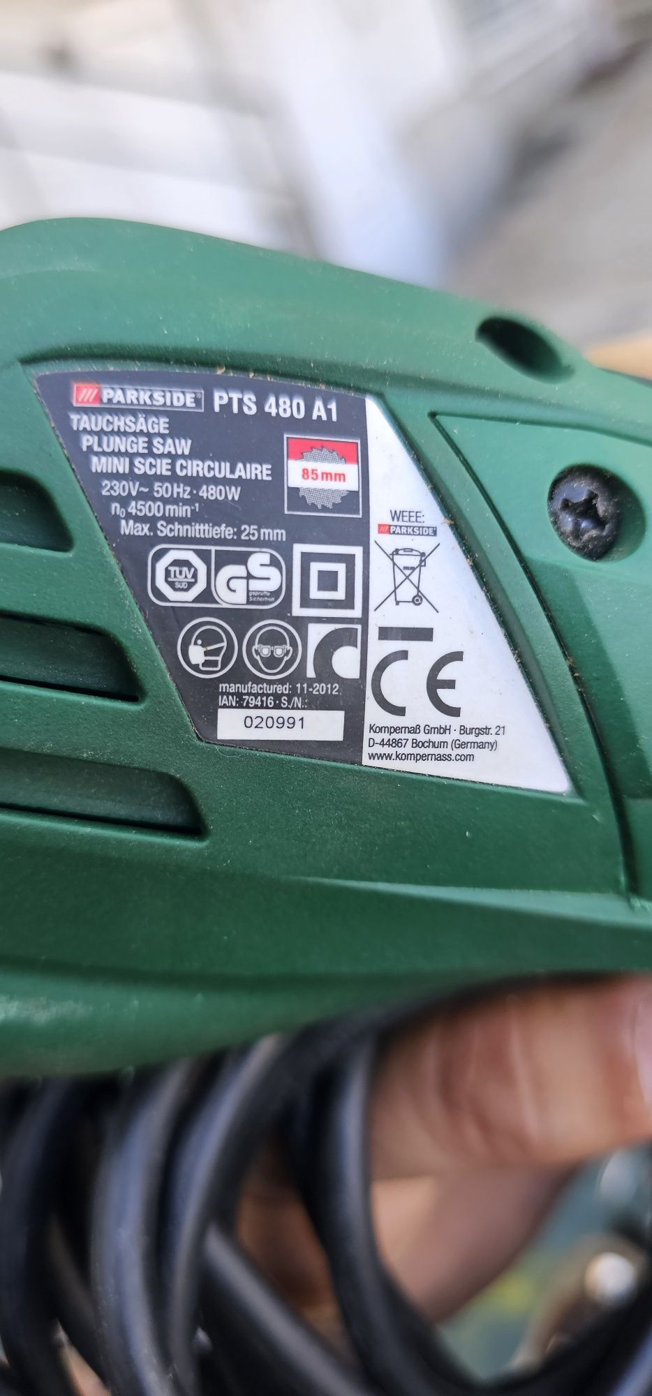 Универсален ръчен циркуляр PARKSIDE PTS 480 A1