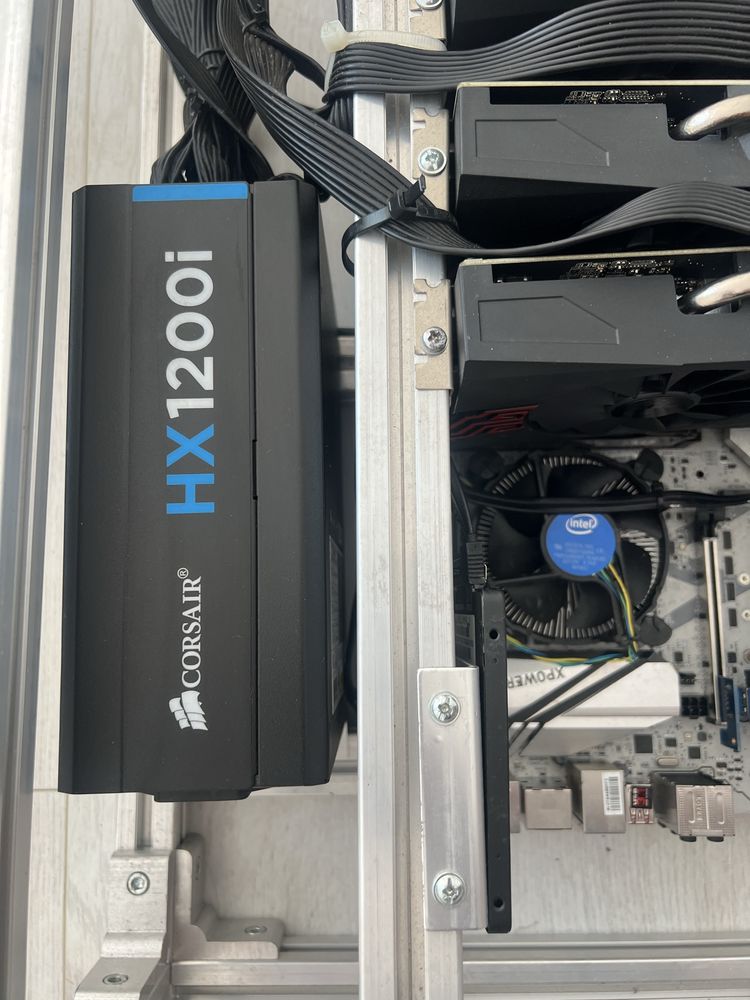 Rig Mining 7 GPU Nvidia P106-6G,Corsair HX1200i,MSI Z170 Titanium Edt.
