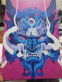 Картина японская маска демона 40×60