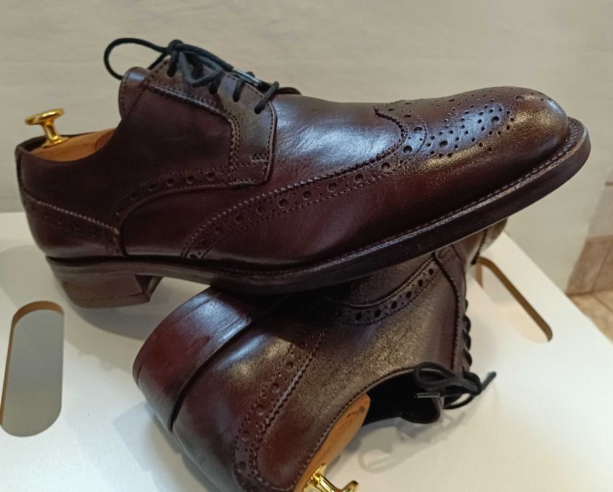 Pantofi derby brogue 42.5 43 British Passport piele naturala moale G W