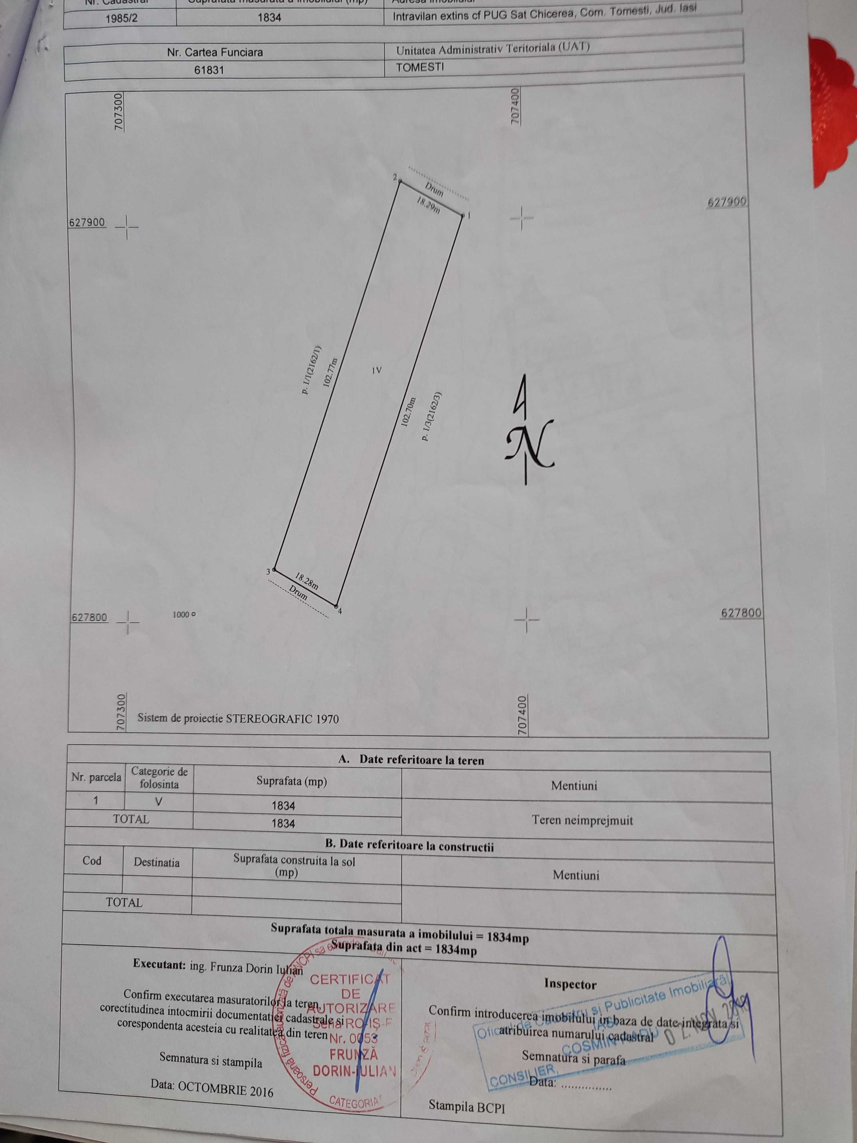 RATE-CU BULETINUL.Teren Intravilan,utilitatile.Tomesti--Chicirea