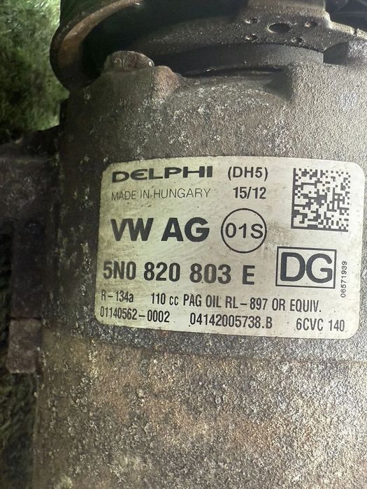 COMPRESOR AC SKODA FABIA AMBIENTE II FAB 1.6 DIESEL 2012 COD OEM 5N0820803E / 6CVC140 / 01140562-0002 / 01140562 / 5N0820803H / HATCHBACK 2007-2014