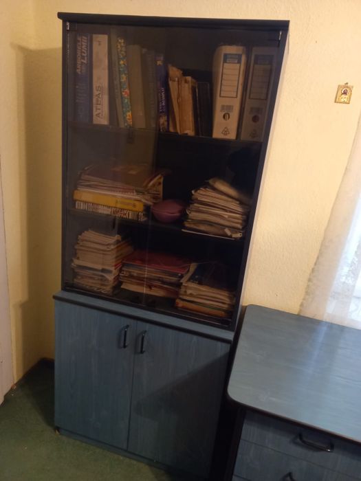 Set de birou si dulap albastru