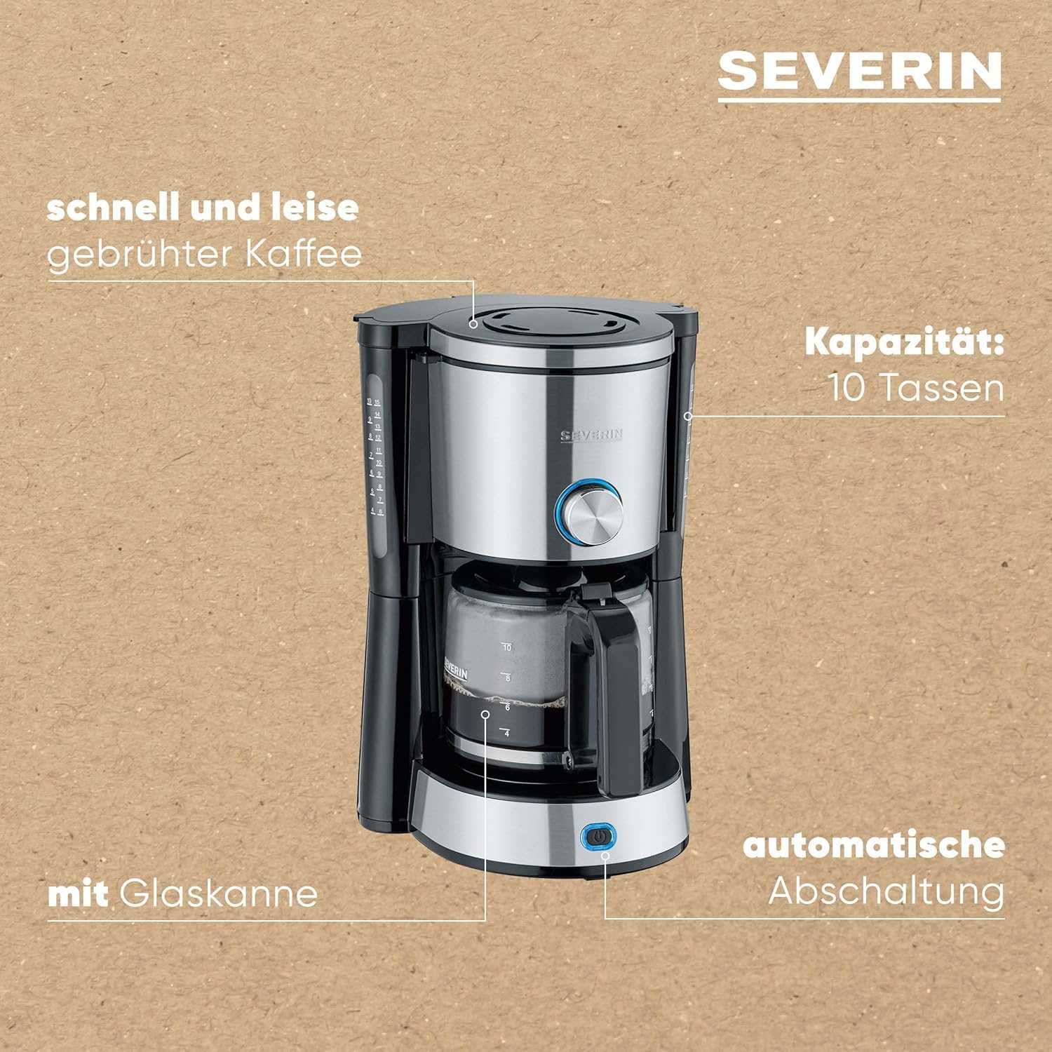 Шварц кафемашина Severin KA4825, Неръждаема стомана