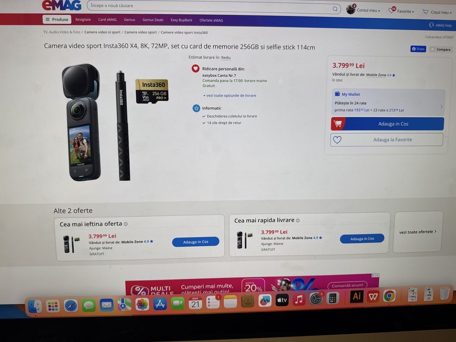 Camera actiune insta360 x4 adventure bundle sigilat