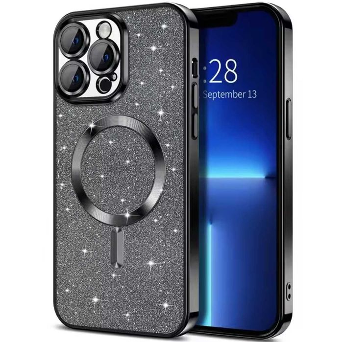 Блестящ силиконов калъф Magsafe за iPhone 13/14/15 PLUS, PRO и PRO MAX