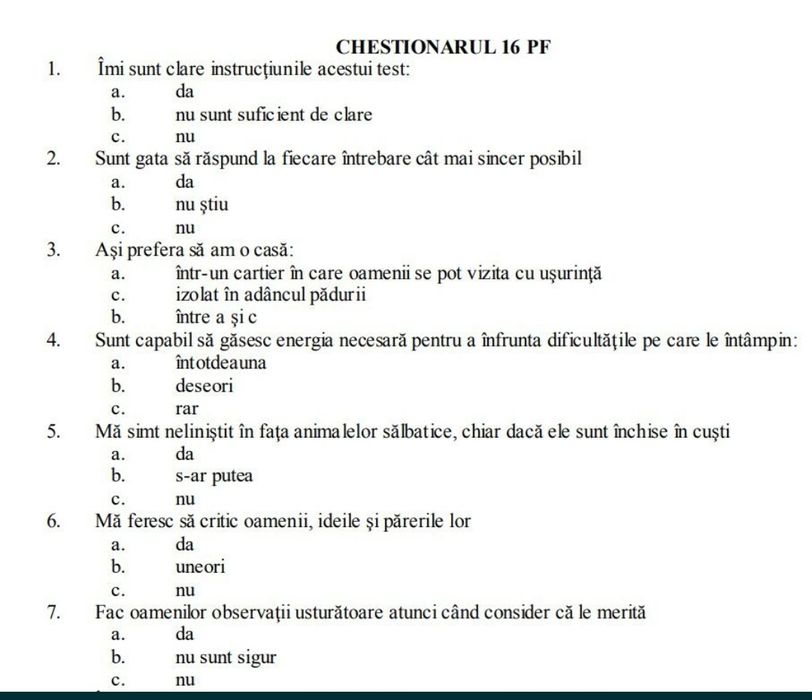 Teste si grile psihologice admitere politie