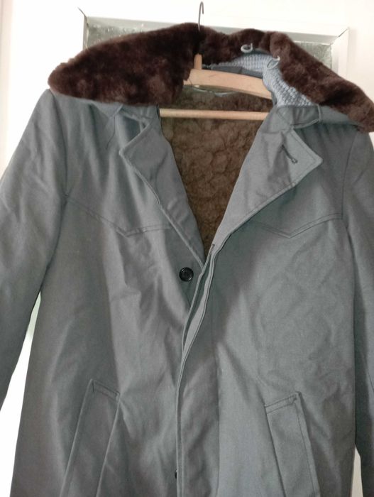 Мъжка шуба с подплата от агнешка кожа -  военна /габина/