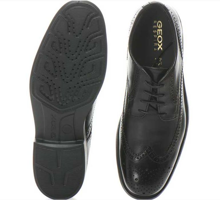 Geox, Нови кожени обувки Brogue Dublin, Мъжки, Черни, 42