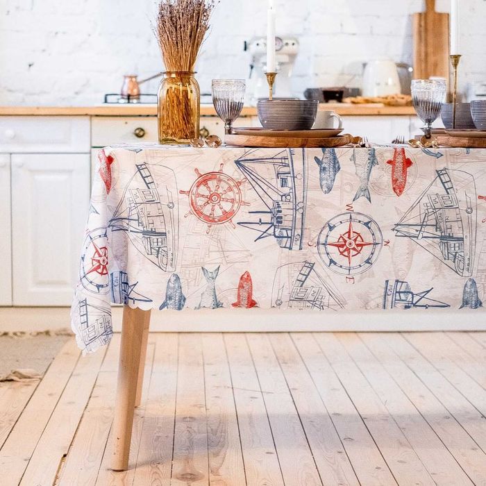 Скатерть "Путешествие".
Размер 140см × 180 см.