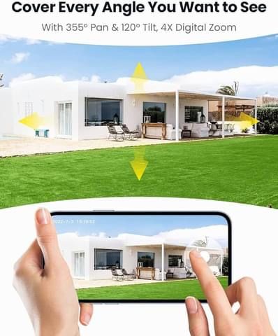 ieGeek 2K  за външно наблюдение, 360°PTZ соларна безжична батерия