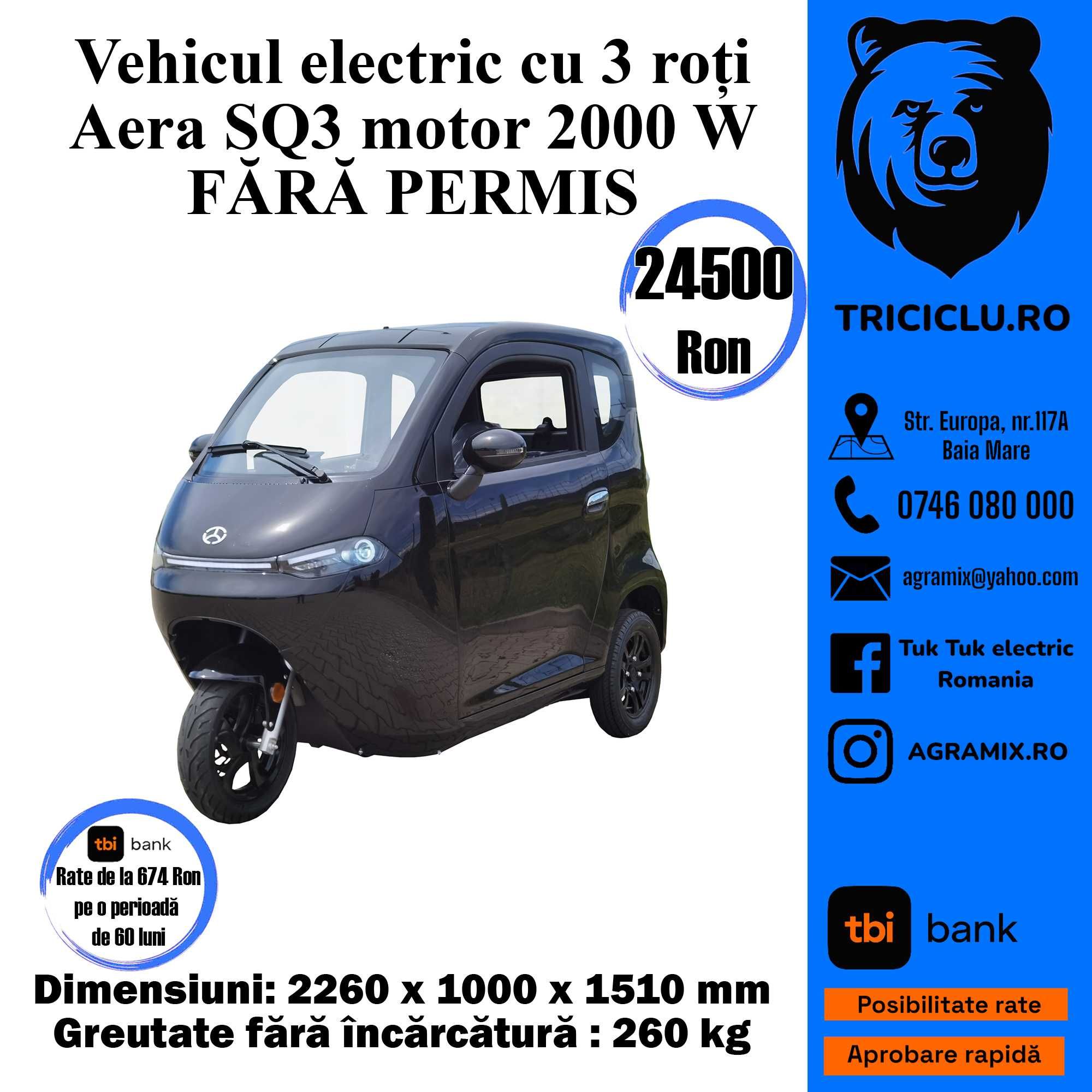Aera SQ 3/4 vehicule electrice cu 3 sau 4 roti electrice fara permis