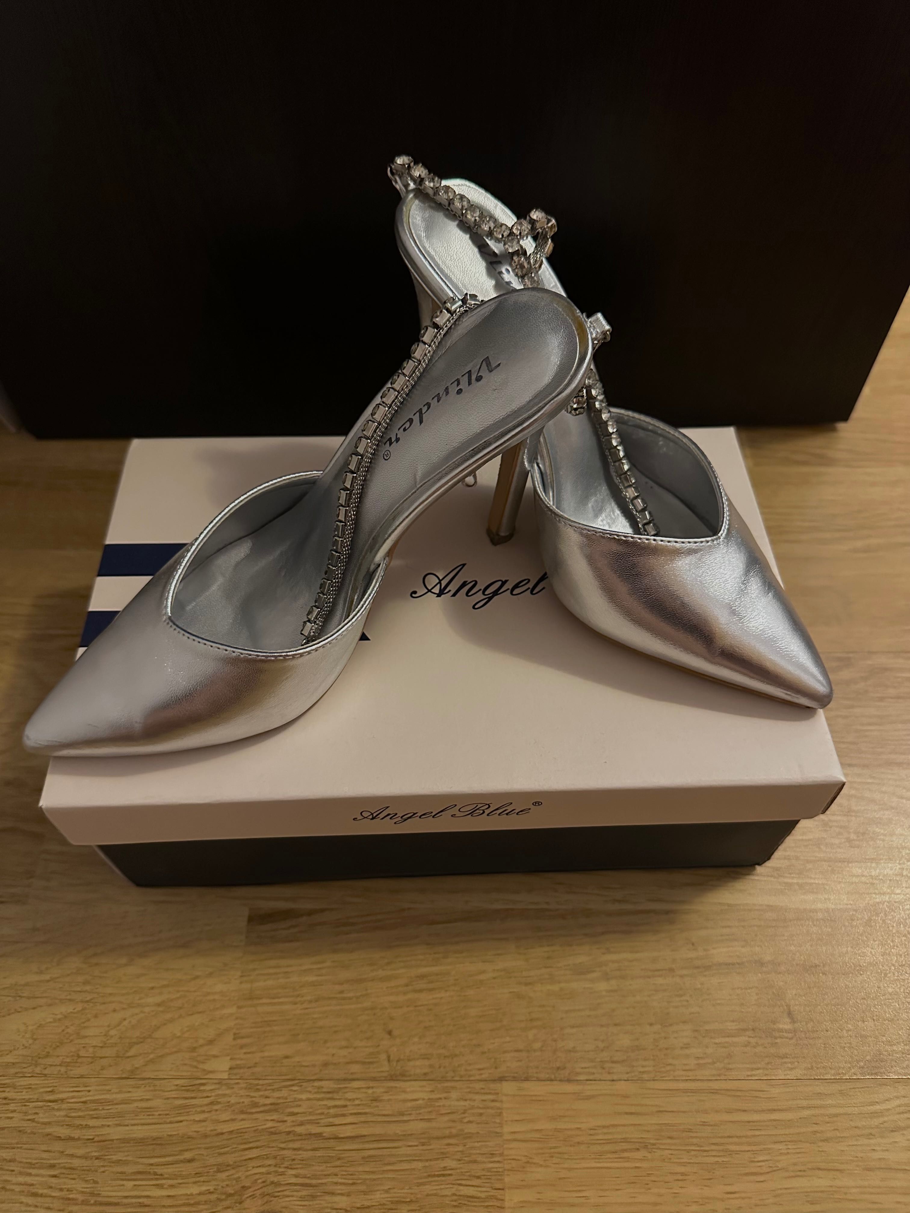 Pantofi Stiletto tip Sanda Argintii