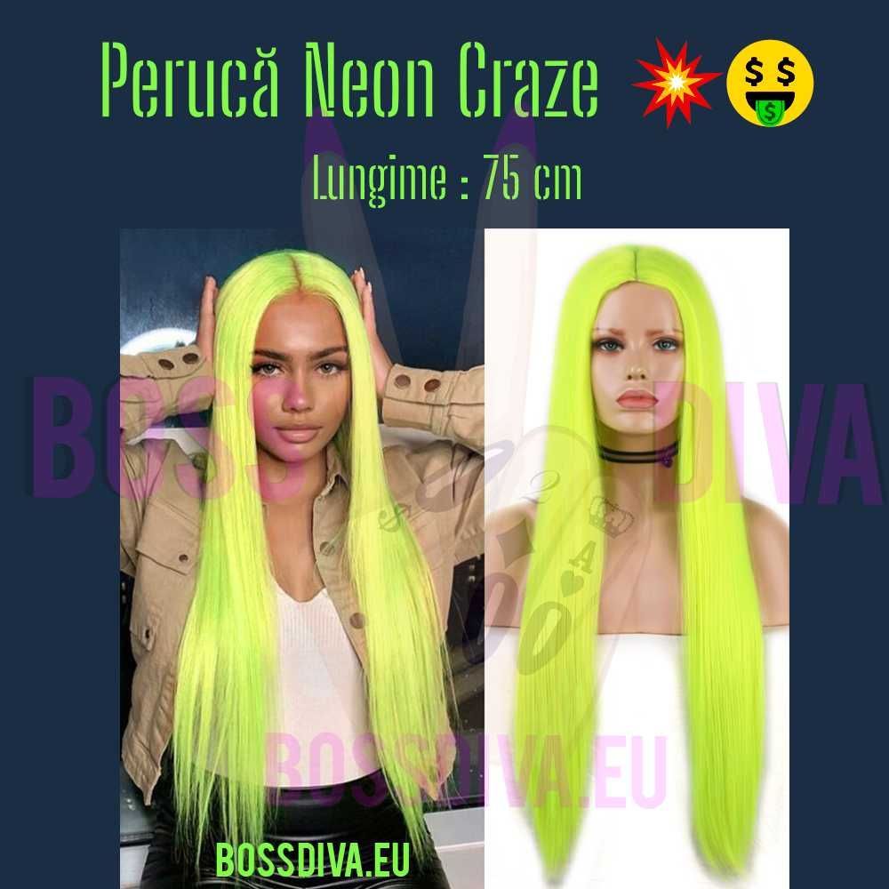 Peruca neon 75 cm Boss Diva