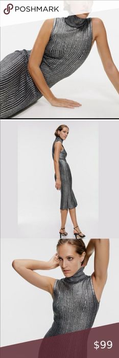 Zara сребърна плетена рокля