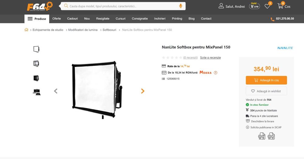 Lampa lumina continua, Nanlite MixPanel 150 RGBWW LED, softbox inclus