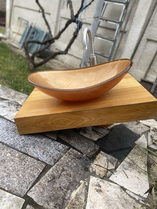 Chiuveta sticla chihlimbar pe blat mdf 70/48/10