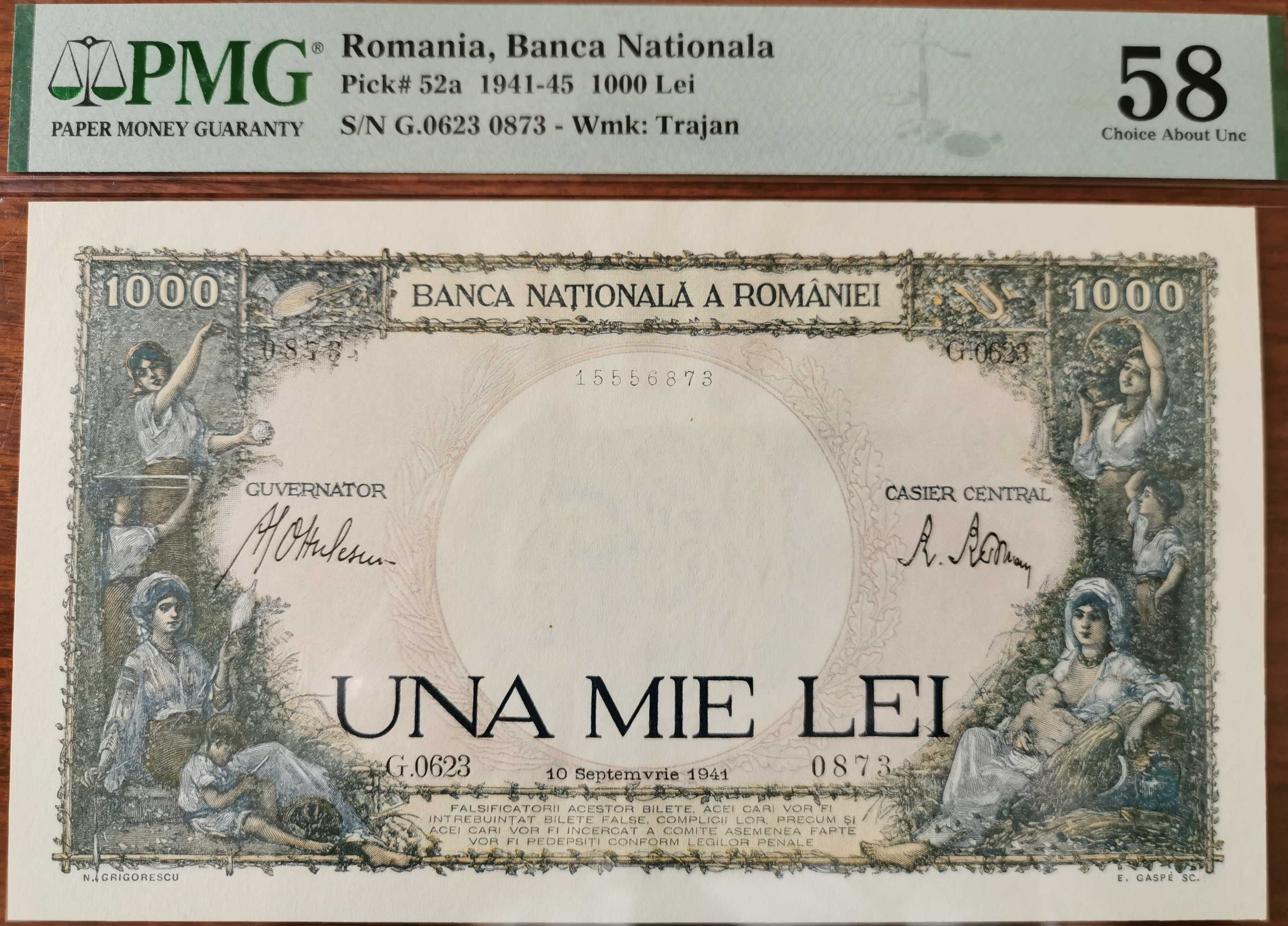 Bancnota 1.000 lei 1941, grad PMG 58