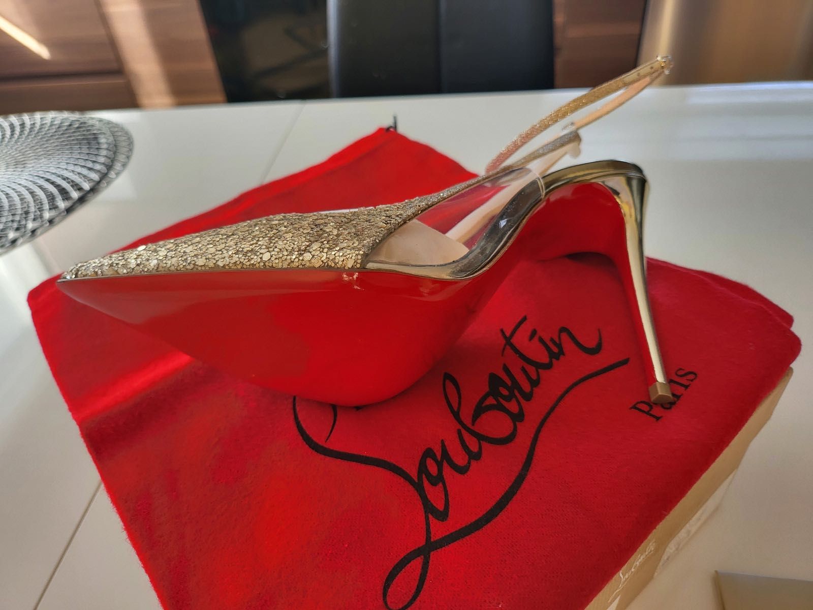 Christian Louboutin PL07 Platine Glitter 100mm