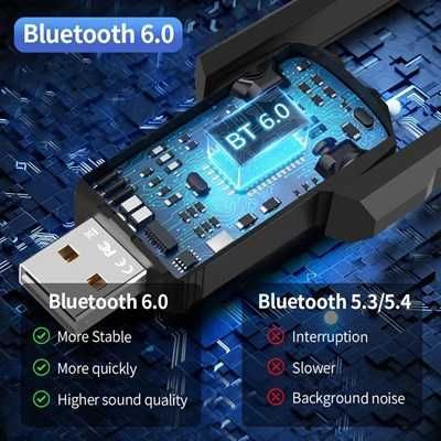 Для аудио Bluetooth адаптер v 6.0 (200 метров)