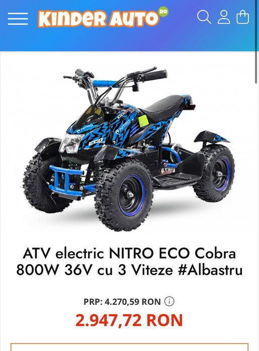 ATV Electric Nitro Eco Cobra 800w 36v 3 viteze
