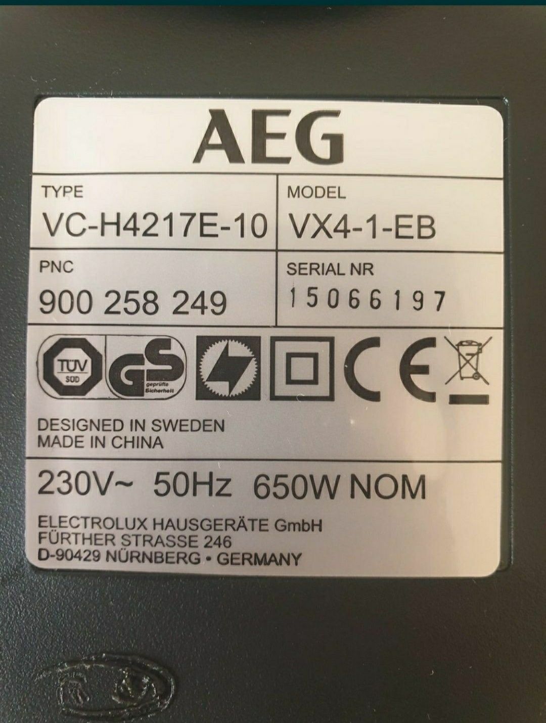 Aspirator AEG VX4-1 -EB