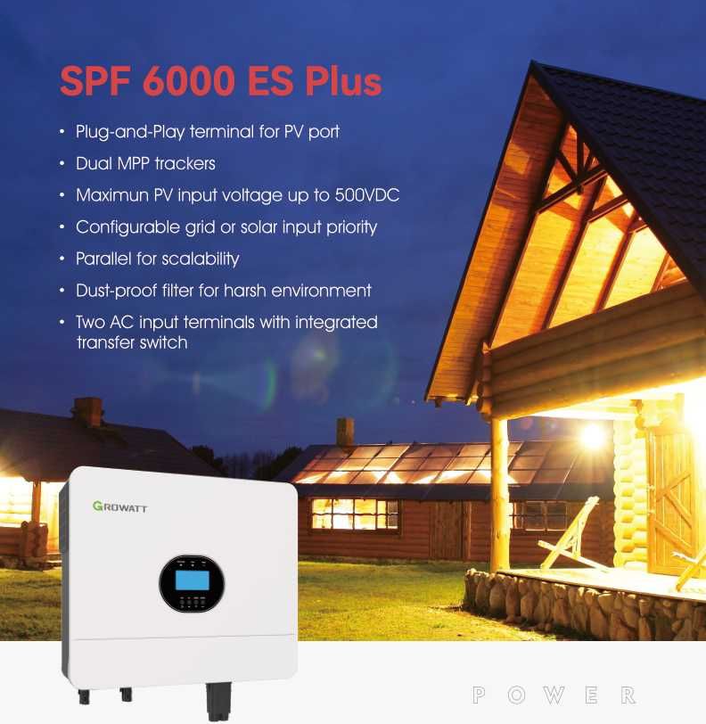 Соларен Хибриден Инвертор Growatt SPF 6000 ES Plus; Офгрид Режим; 6 kW