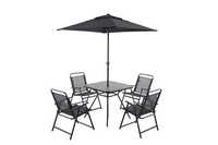 Set mobilier gradina/terasa, metal, masa + 4 scaune + umbrela