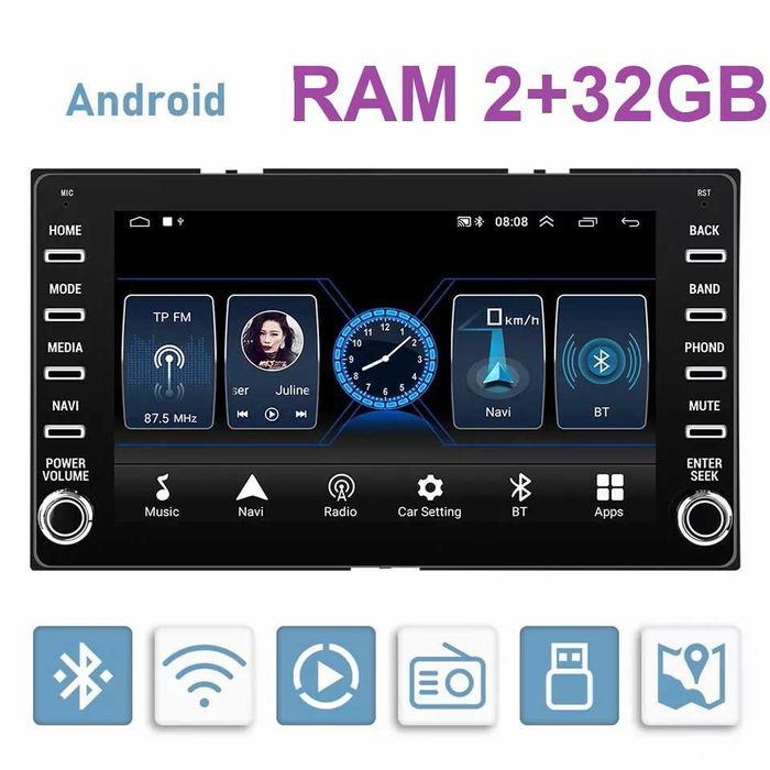 Мултимедия за Toyota Навигация двоeн дин 8" Android YARIS Hilux Corola
