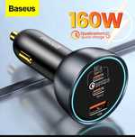 Baseus 160W Авто зарядное устройство QC 5.0 для MacBook iPad iPhone 15