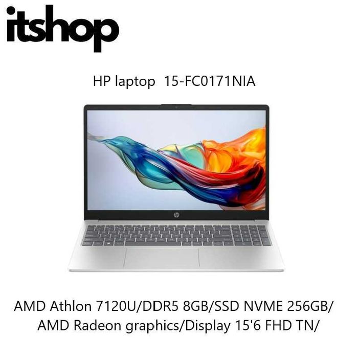 HP laptop 15-FC0171NIA AMD Athlon 7120U/8/256/Display 15'6 FHD TN