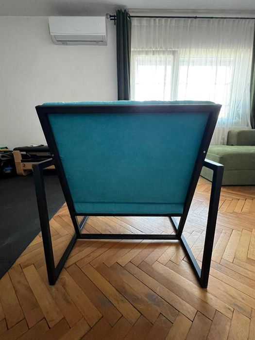 Fotoliu/scan cadru metalic catifea