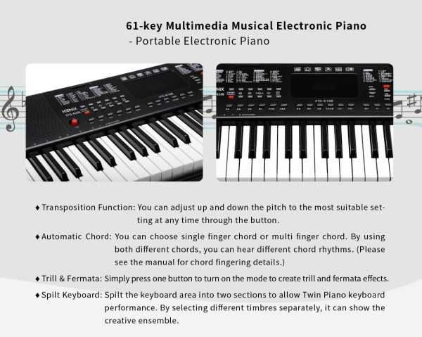 Orga electronica 61 clape +Casti bluetooth +Microfon, Pian electronic