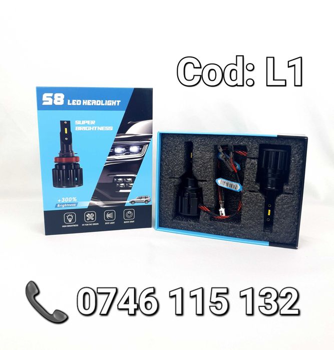 Faza Lunga-Scurta-BEC LED H1-MULTIMARCA-20000Lm-6500K-Aluminiu-110W-L1