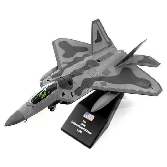 Macheta avion metalica Lockheed Martin F-22 Raptor 1:100 19cm
