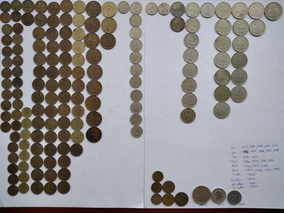 Монети България от 1962 до 1990 и 1997