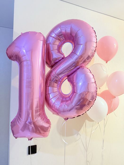 Шары цифра 18 по 100см, гелиевые шары 5шт
